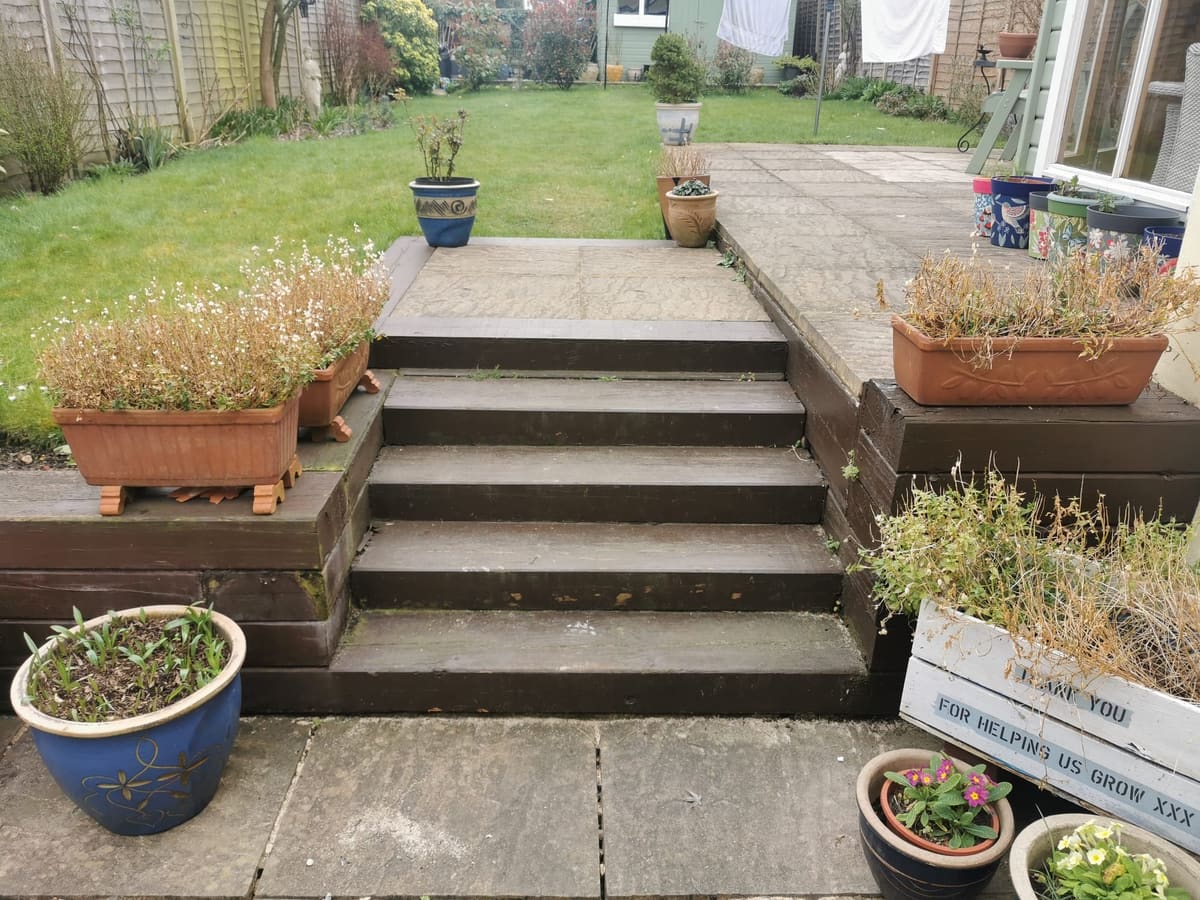 Before: Sleeper steps to stone-clad steps