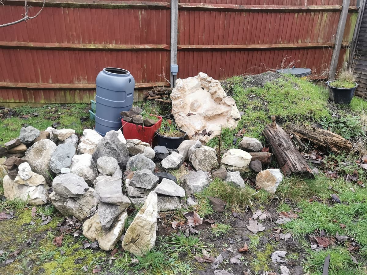 Before: A pile of stone to a rockery waterfall