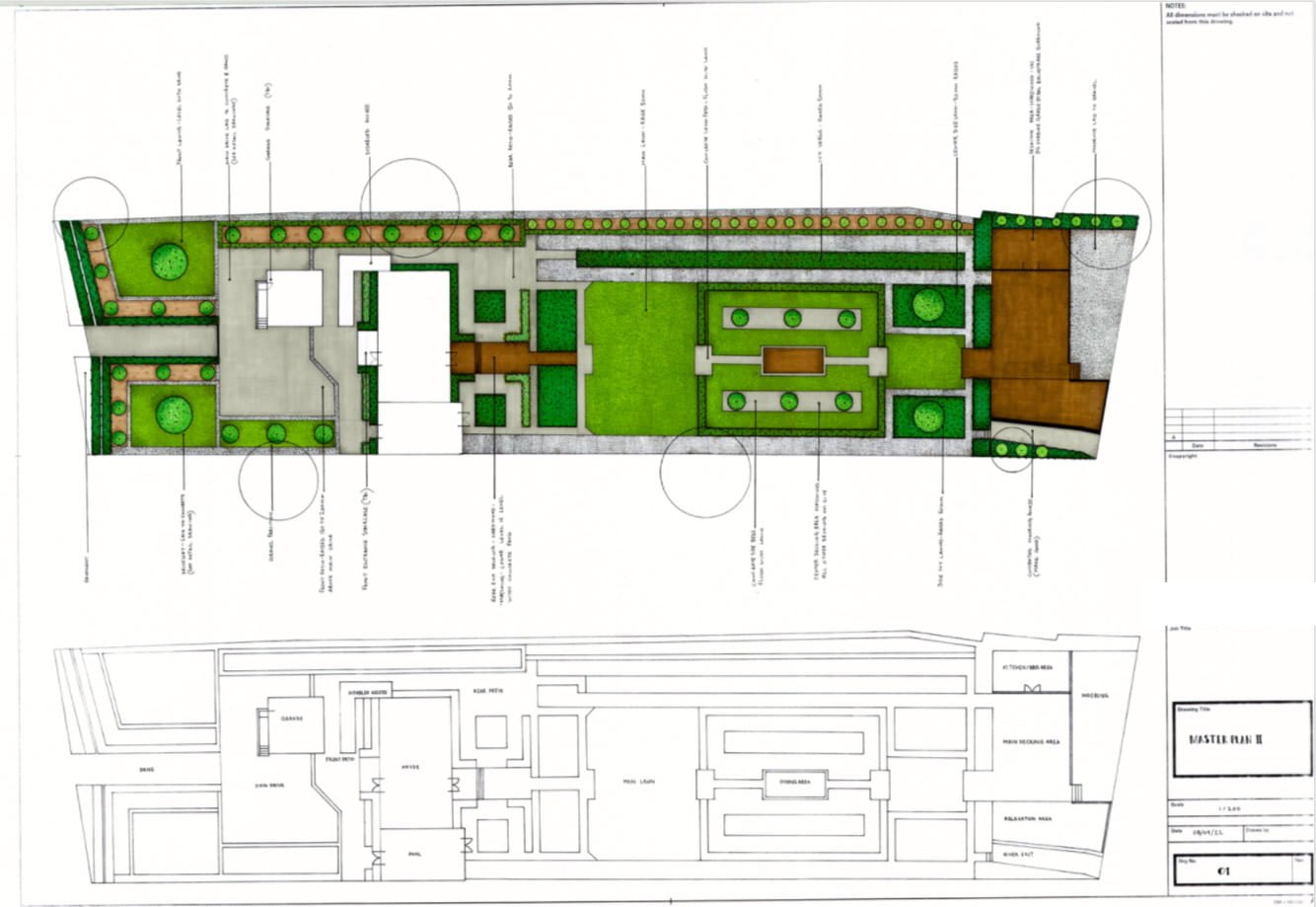 Architect’s master plan sheet, built by Stone Valley Landscapes